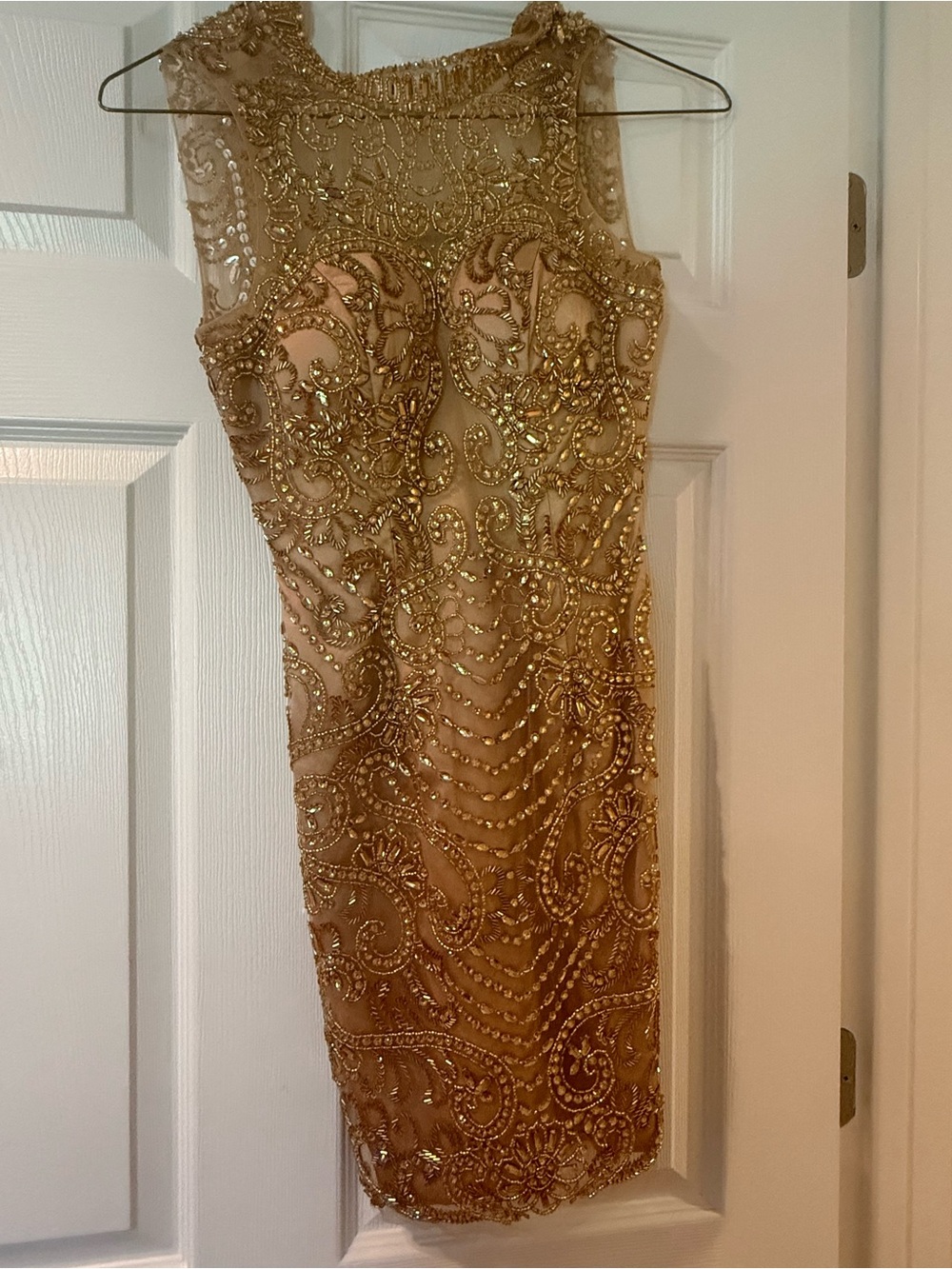 Splash Gold Sequined Sheath Dress View 5